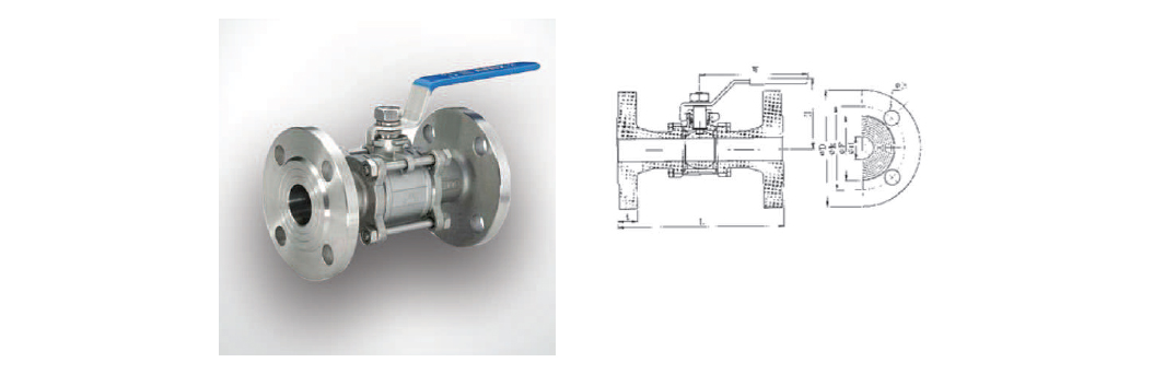 Küresel Vana 3 Parçalı Flanşlı PN 16 farklı ölçülerde paslanmaz
